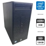 Комп'ютер HP 280 G2 Tower / Intel Core i3-6100 (2 (4) ядра по 3,7 ГГц) / 8 ГБ DDR4 / 128 ГБ SSD / Intel HD Graphics 530 / DVD-ROM б/в