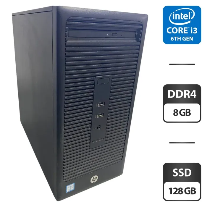 Комп'ютер HP 280 G2 Tower / Intel Core i3-6100 (2 (4) ядра по 3,7 ГГц) / 8 ГБ DDR4 / 128 ГБ SSD / Intel HD Graphics 530 / DVD-ROM б/в - зображення 1