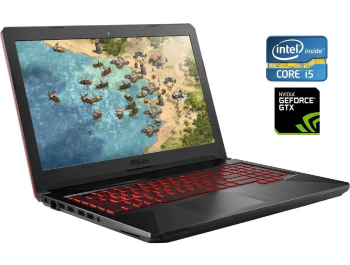 Ігровий ноутбук Б-клас Asus TUF Gaming FX504GD / 15.6" (1920x1080) IPS / Intel Core i5-8300H (4 (8) ядра по 2.3 - 4.0 GHz) / 8 GB DDR4 / 256 GB SSD / nVidia GeForce GTX 1050, 2 GB GDDR5, 128-bit / WebCam б/в - зображення 1