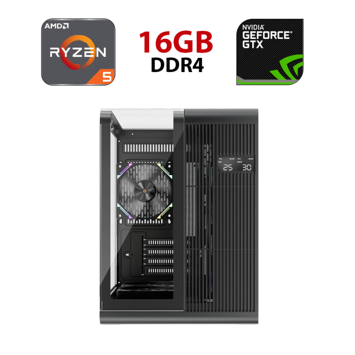 Ігровий ПК Forsage RT5 Black Tower / AMD Ryzen 5 5500 (6 (12) ядер по 3,6 - 4,2 ГГц) / 16 ГБ DDR4 / 480 ГБ SSD / nVidia GeForce GTX 1660 Ti, 6 ГБ GDDR6, 192-бit - зображення 1