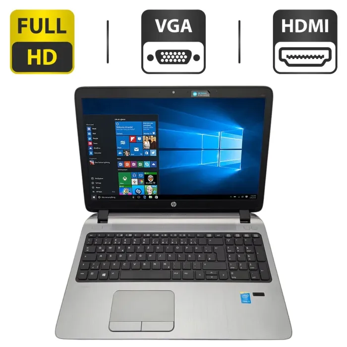 Ноутбук HP ProBook 450 G2 / 15.6" (1920x1080) TN / Intel Core i5-5200U (2 (4) ядра по 2.2 - 2.7 GHz) / 6 GB DDR3 / 500 GB HDD / Intel HD Graphics 5500 / WebCam / DVD-ROM б/в - зображення 1
