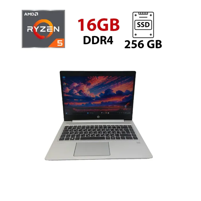 Ультрабук HP ProBook 445 G7 / 14" (1920x1080) IPS / AMD Ryzen 5 4500U (6 ядер по 2.3 - 4.0 GHz) / 16 GB DDR4 / 256 GB SSD / AMD Radeon RX Vega 6 / WebCam / HDMI / Windows 11 Pro б/в - зображення 1