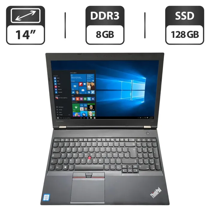 Ноутбук Б-клас Lenovo ThinkPad L560 / 15.6" (1366x768) TN / Intel Core i3-6100U (2 (4) ядра по 2.3 GHz) / 8 GB DDR3 / 128 GB SSD / Intel HD Graphics 520 / DVD-ROM б/в - зображення 1