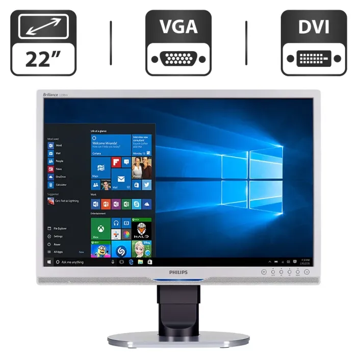 Монітор Philips Brilliance 220BW9CS/22" (1680x1050) TN/VGA, DVI, USB-Hub, Audio/VESA 100x100 + Кабель живлення б/в - зображення 1