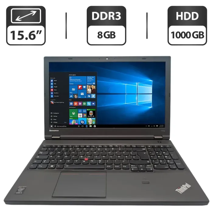 Ноутбук Lenovo ThinkPad T540P / 15.6" (1366x768) TN / Intel Core i5-4210M (2 (4) ядра по 2.6 - 3.2 GHz) / 8 GB DDR3 / 1000 GB HDD / Intel HD Graphics 4600 / WebCam / DVD-ROM б/в - зображення 1