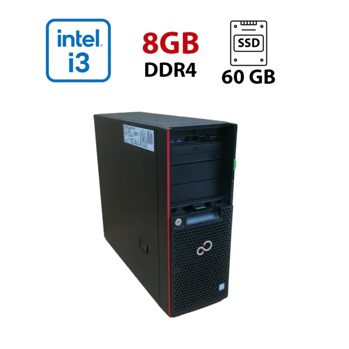 Сервер Fujitsu PRIMERGY TX1330 M2 Full Tower / Intel Core i3-6100 (2 (4) ядра по 3,7 ГГц) / 8 ГБ DDR4 / 60 ГБ SSD / Matrox G200e ServerEngines б/в - зображення 1