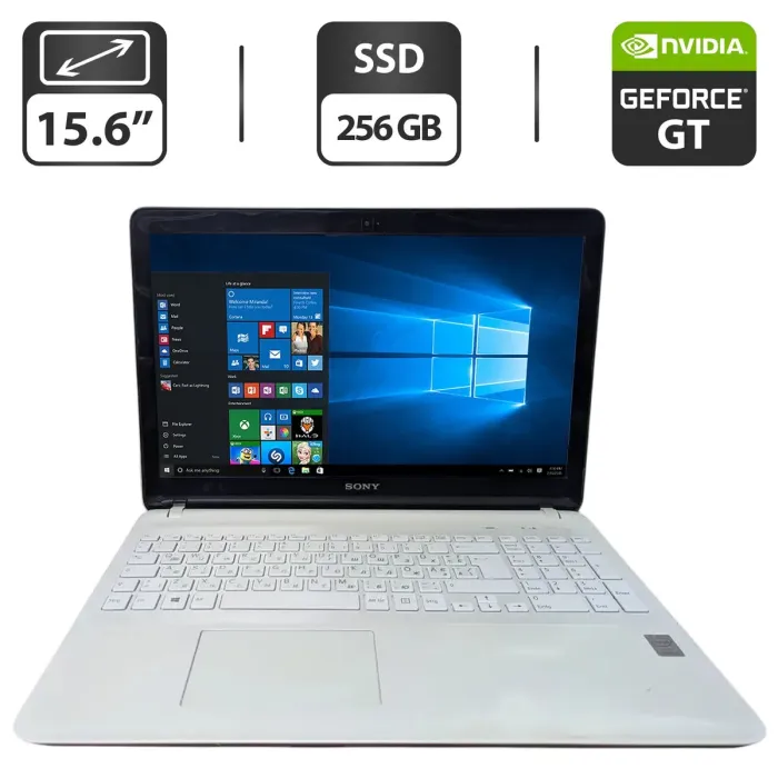 Ноутбук Б-клас Sony SVF153A1YM / 15.6" (1366x768) TN / Intel Core i5-4200U (2 (4) ядра по 1.6 - 2.6 GHz) / 8 GB DDR3 / 256 GB SSD / nVidia GeForce GT 740M, 2 GB GDDR3, 64-bit / WebCam / DVD-ROM б/в - зображення 1