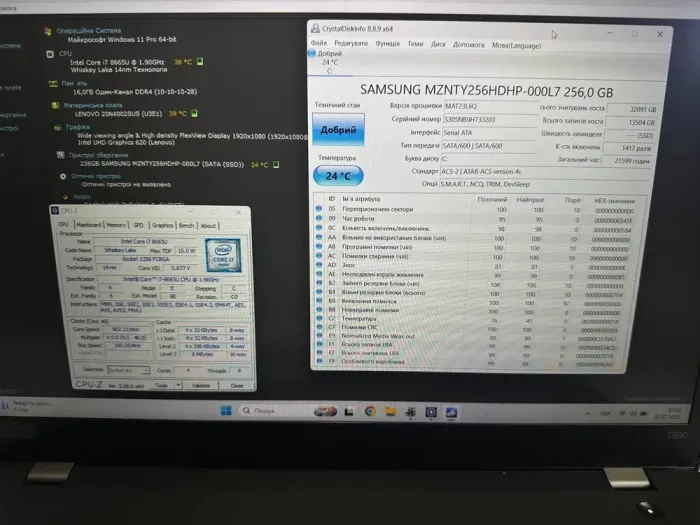Ультрабук Lenovo ThinkPad T590 / 15.6" (1920x1080) IPS Touch / Intel Core i7-8665U (4 (8) ядра по 1.9 - 4.8 GHz) / 16 GB DDR4 / 256 GB SSD / Intel UHD Graphics / WebCam / Win 11 б/в - зображення 6