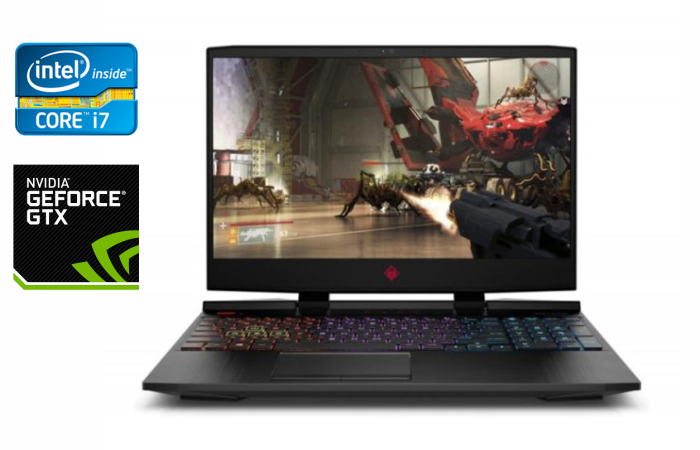 Ігровий ноутбук Б-клас HP Omen 15-dc0030nr / 15.6" (1920x1080) IPS / Intel Core i7-8750H (6 (12) ядер по 2.2 - 4.1 GHz) / 16 GB DDR4 / 512 GB SSD / nVidia GeForce GTX 1060, 6 GB GDDR5, 192-bit / WebCam / HDMI б/в - зображення 1