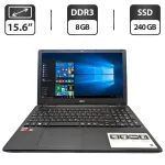 Ноутбук Acer Aspire E5-521 / 15.6" (1366x768) TN / AMD A6-6310 (4 ядра по 1.8 - 2.4 GHz) / 8 GB DDR3 / 240 GB SSD / AMD Radeon R4 Graphics / WebCam б/в
