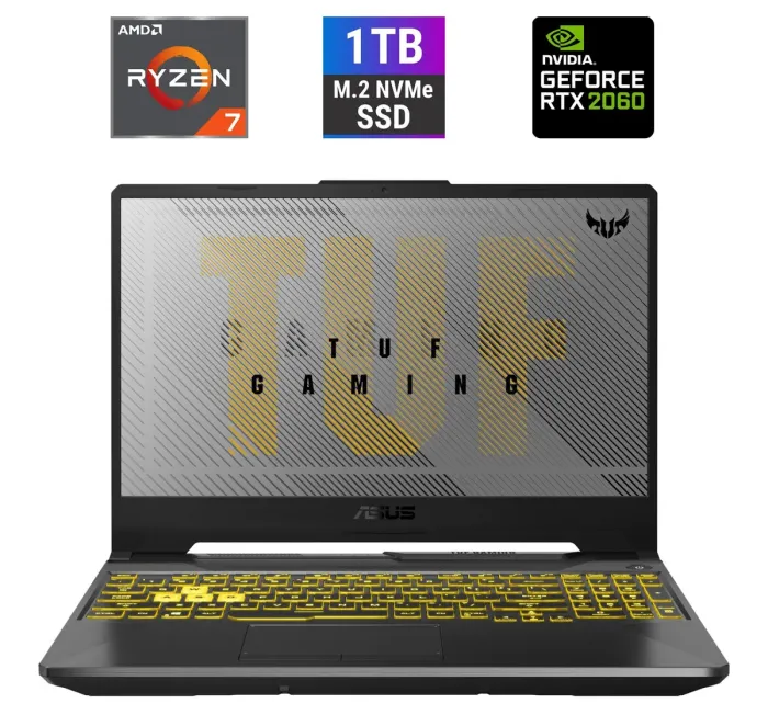 Ігровий ноутбук Asus TUF Gaming 506IV-AS76 / 15.6" (1920x1080) IPS / AMD Ryzen 7 4800H (8 (16) ядер по 2.9 - 4.2 GHz) / 16 GB DDR4 / 1000 GB SSD M.2 / nVidia GeForce RTX 2060, 6 GB GDDR6, 192-bit / WebCam / USB 3.2 / HDMI б/в - зображення 1