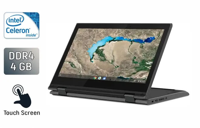 Нетбук Lenovo Chromebook 300e / 11.6" (1366x768) IPS Touch / Intel Celeron N4020 (2 ядра по 1.1 - 2.8 GHz) / 4 GB DDR4 / 32 GB SSD / Intel UHD Graphics 600 / WebCam / USB Type-C б/в - зображення 1