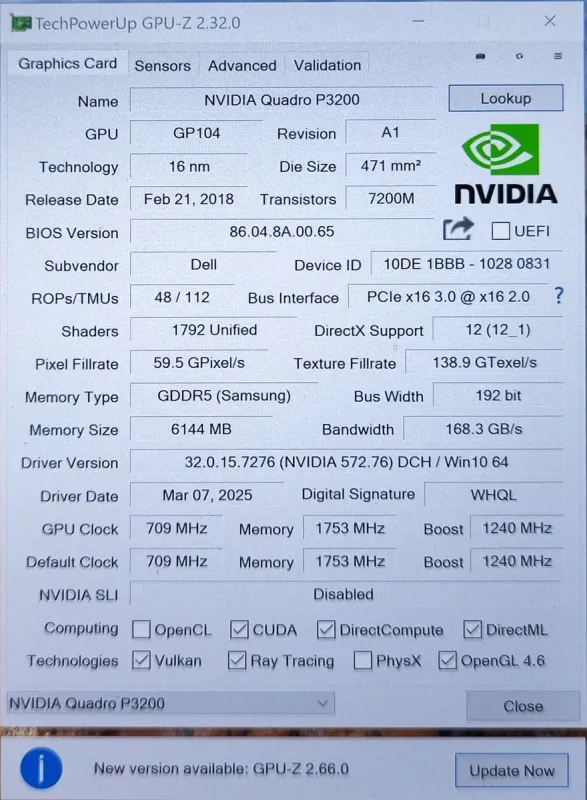 Мобільна робоча станція Dell Precision 7530 / 15,6" (3840x2160) IPS / Intel Xeon E-2186M (6 (12) ядер по 2,9 - 4,8 ГГц) / 32 ГБ DDR4 / 256 ГБ SSD / nVidia Quadro P3200, 6 ГБ GDDR5, 192-біт / WebCam б/в - зображення 13