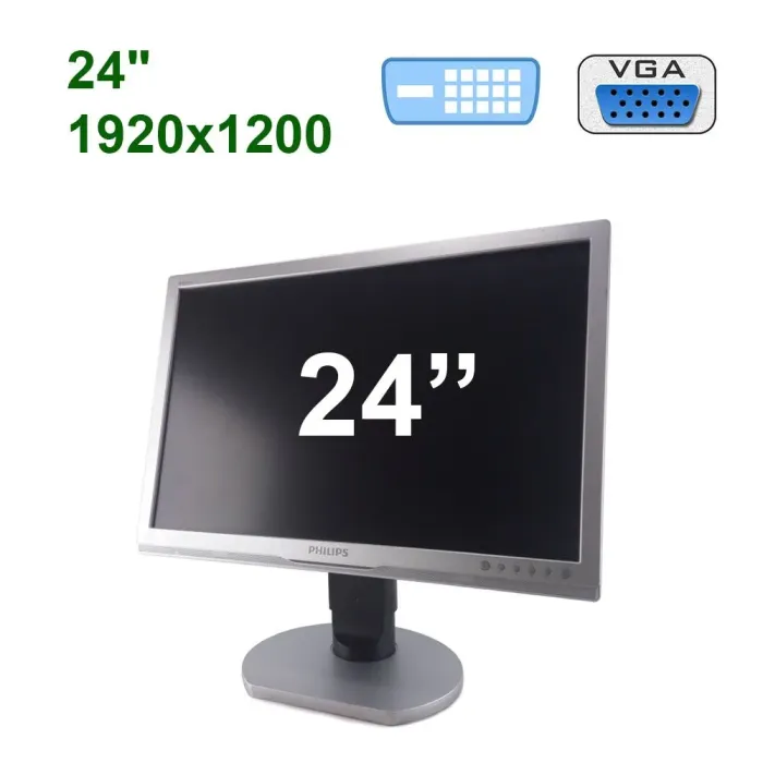 Монітор Philips Brilliance 240B1CB/24" (1920x1200) TN/VGA, DVI, USB, Audio + Кабель живлення б/в - зображення 1