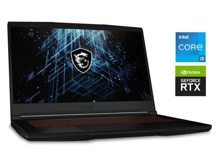 Ігровий ноутбук MSI GF63 Thin / 15.6" (1920x1080) IPS / Intel Core i5-12450H (8 (12) ядер по 3.3 - 4.4 GHz) / 16 GB DDR4 / 512 GB SSD M.2 + 1000 GB HDD / nVidia GeForce RTX 4050, 6 GB GDDR6, 96-bit / WebCam / Win 11 Home б/в - зображення 1