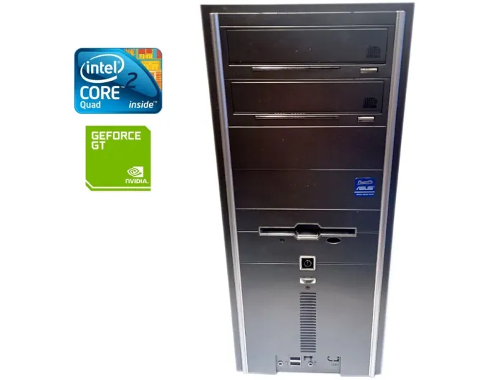 ПК Б-клас Asus Tower / Intel Core 2 Quad Q6700 (4 ядра по 2.66 GHz) / 4 GB DDR2 / 128 GB SSD / nVidia GeForce GT 220, 512 MB GDDR3, 128-bit / 400W / Win 10 б/в - зображення 1