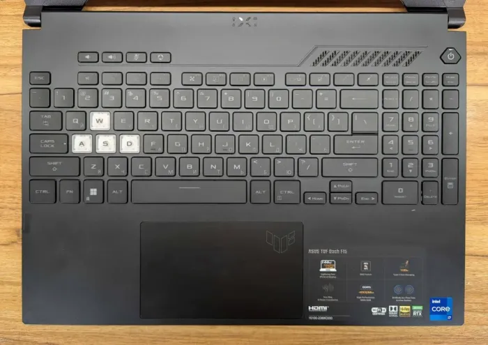 Ігровий ноутбук Asus TUF Dash F15 FX512ZR / 15.6" (1920x1080) IPS / Intel Core i7-12650H (10 (16) ядер по 3,5 - 4,7 ГГц) / 16 ГБ DDR4 / 512 ГБ SSD / nVidia GeForce RTX 3070, 8 ГБ GDDR6, 256-bit / WebCam / Windows 11 б/в - зображення 3