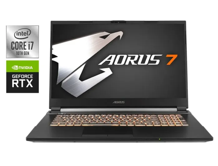 Ігровий ноутбук Б-клас Gigabyte Aorus 7 KB / 17.3" (1920x1080) IPS / Intel Core i7-10750H (6 (12) ядер по 2.6 - 5.0 GHz) / 16 GB DDR4 / 512 GB SSD / nVidia GeForce RTX 2060, 6 GB GDDR6, 192-bit / WebCam б/в - зображення 1