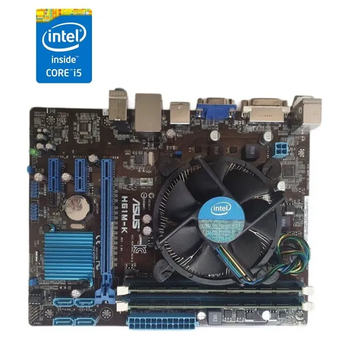 Комплект: Материнська плата Asus H61M-K / LGA1155 / Intel Core i5-3470 (4 ядра по 3.2 - 3.6 GHz) / 8 GB DDR3 / Intel HD Graphics 2500 б/в - зображення 1