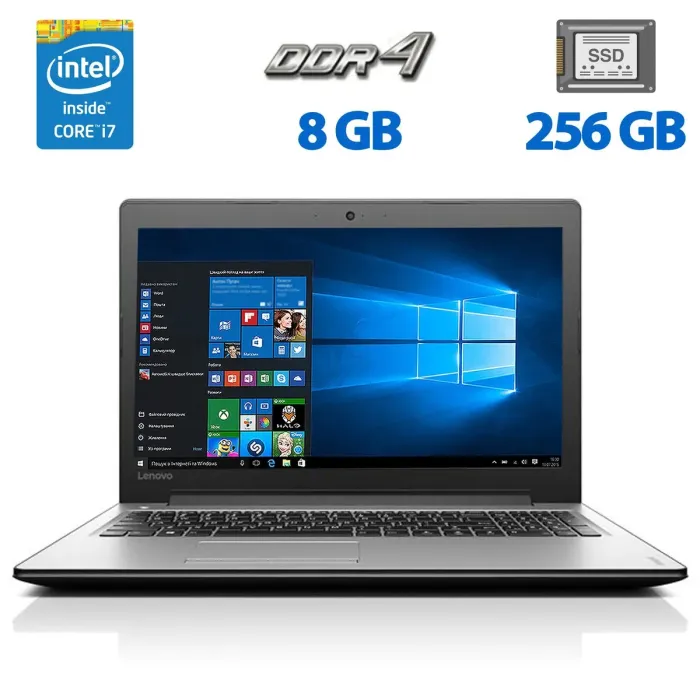 Ноутбук Б-клас Lenovo IdeaPad 310-15IKB / 15.6" (1366x768) TN / Intel Core i7-7500U (2 (4) ядра по 2.7 - 3.5 GHz) / 8 GB DDR4 / 256 GB SSD / Intel HD Graphics 620 / WebCam / HDMI б/в - зображення 1