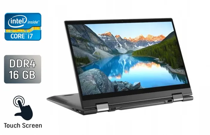 Ноутбук-трансформер Dell Inspiron 7306 2 in 1 / 13.3" (3840x2160) IPS Touch / Intel Core i7-1165G7 (4 (8) ядра по 2.8 - 4.7 GHz) / 16 GB DDR4 / 512 GB SSD / Intel Iris Xe Graphics / WebCam / Windows 10 б/в - зображення 1