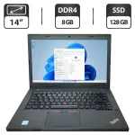 Ультрабук Б-клас Lenovo ThinkPad L460 / 14" (1366x768) TN / Intel Core i5-6200U (2 (4) ядра по 2.3 - 2.8 GHz) / 8 GB DDR4 / 128 GB SSD / Intel HD Graphics 520 / WebCam б/в