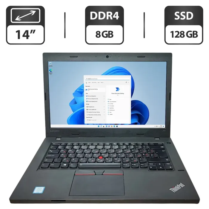 Ультрабук Б-клас Lenovo ThinkPad L460 / 14" (1366x768) TN / Intel Core i5-6200U (2 (4) ядра по 2.3 - 2.8 GHz) / 8 GB DDR4 / 128 GB SSD / Intel HD Graphics 520 / WebCam б/в - зображення 1