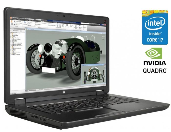 Мобільна робоча станція HP ZBook 17 G1 / 17.3" (1600x900) TN / Intel Core i7-4700MQ (4 (8) ядра по 2.4 - 3.4 GHz) / 16 GB DDR3 / 256 GB SSD / nVidia Quadro K610M, 1 GB GDDR5, 64-bit / WebCam / DVD-ROM / Win 10 Pro б/в - зображення 1