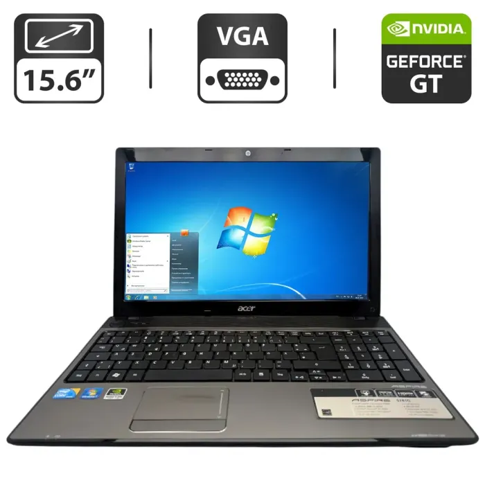 Ноутбук Acer Aspire 5741G / 15.6" (1366x768) TN / Intel Core i5-430M (2 (4) ядра по 2.26 - 2.53 GHz) / 6 GB DDR3 / 500 GB HDD / nVidia GeForce GT 320M, 1 GB GDDR3, 64-bit / WebCam / DVD-ROM б/в - зображення 1