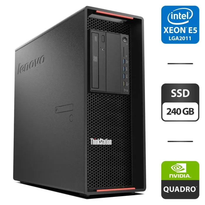 Робоча станція Lenovo ThinkStation P500 Tower / Intel Xeon E5-2683 v3 (14 (28) ядер по 2.0 - 3.0 GHz) / 32 GB DDR4 / 240 GB SSD / nVidia Quadro K2200, 4 GB GDDR5, 128-bit / DVD-ROM б/в - зображення 1