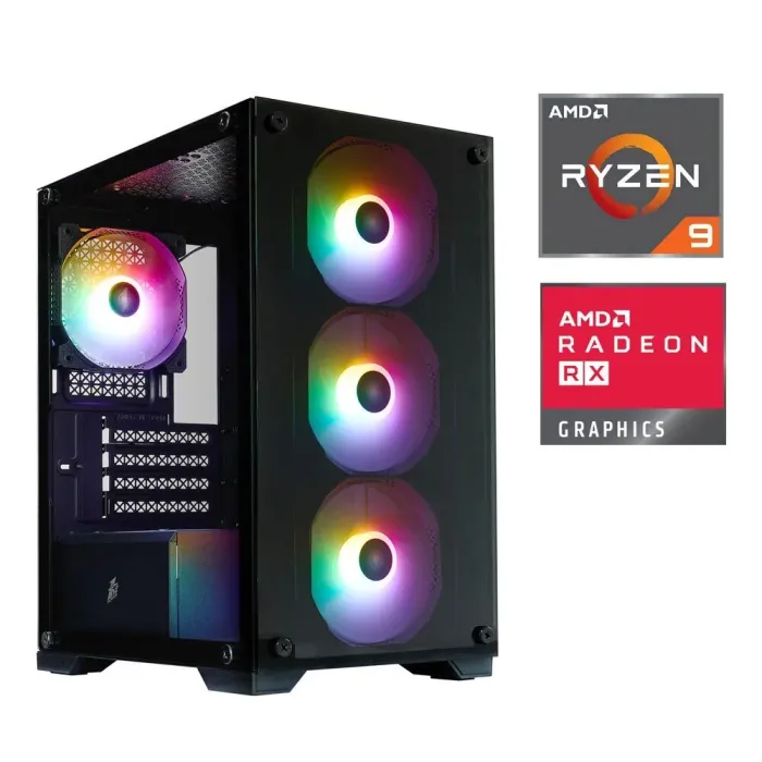 Ігровий ПК 1stPlayer X2-M-BK-4F7 Black Tower / AMD Ryzen 9 7900X (12 (24) ядер по 4.7 - 5.6 GHz) / 32 GB DDR5 / 1000 GB SSD M.2 / AMD Radeon RX 9060 XT, 16 GB GDDR6, 128-bit б/в - зображення 1