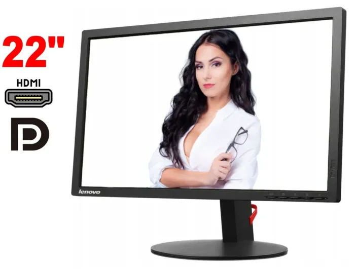 Монітор Lenovo ThinkVision T2224pD / 22" (1920x1080) IPS / 1x HDMI, 1x DisplayPort, 1x VGA, 4x USB 2.0 / VESA 100x100 / Pivot б/в - зображення 1