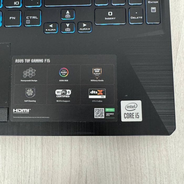 Ігровий ноутбук Asus TUF Gaming F15 FX506LI / 15.6" (1920x1080) IPS / Intel Core i5-10300H (4 (8) ядра по 2.5 - 4.5 GHz) / 16 GB DDR4 / 256 GB SSD NVMe / nVidia GeForce GTX 1650 Ti, 4 GB GDDR6, 128-bit / WebCam б/в - зображення 8