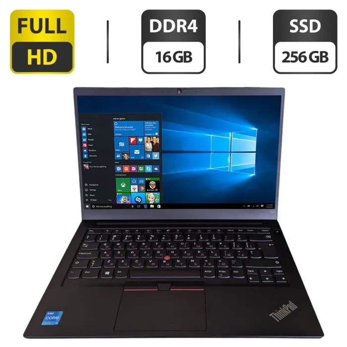 Ультрабук Б-клас Lenovo ThinkPad E14 Gen 2 / 14" (1920x1080) IPS / Intel Core i3-1115G4 (2 (4) ядра по 1.7 - 4.1 GHz) / 16 GB DDR4 / 256 GB SSD M.2 / Intel UHD Graphics / WebCam б/в - зображення 1