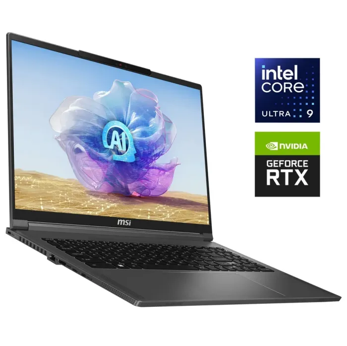 Ігровий ноутбук Б-класу MSI Creator 16 AI Studio A1VHG / 16" (3840x2400) IPS / Intel Core Ultra 9 185H (16 (22) ядер по 3,9 - 5,1 ГГц) / 32 ГБ DDR5 / 1000 ГБ SSD NVMe / nVidia GeForce RTX 4080, 12 ГБ GDDR6, 192-bit / WebCam б/в - зображення 1