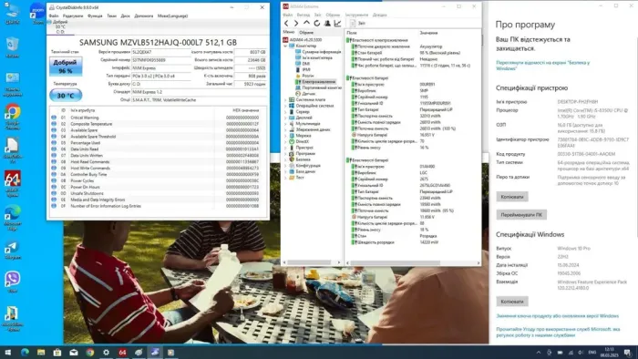 Ноутбук Lenovo ThinkPad T580 / 15.6" (1920x1080) IPS / Intel Core i5-8350U (4 (8) ядра по 1.7 - 3.6 GHz) / 16 GB DDR4 / 512 GB SSD M.2 / Intel UHD Graphics 620 / WebCam / HDMI / Дві АКБ б/в - зображення 8