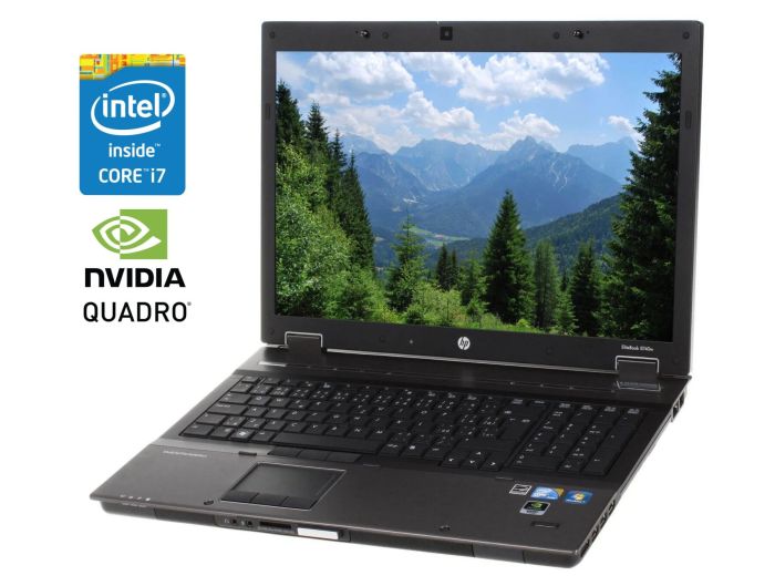 Ноутбук Б-клас HP EliteBook 8740w / 17.3" (1920x1200) IPS / Intel Core i7-740QM (4 (8) ядра по 1.73 - 2.93 GHz) / 8 GB DDR3 / 240 GB SSD / nVidia Quadro FX 3800M, 1 GB GDDR3, 256-bit / WebCam / DVD-ROM б/в - зображення 1