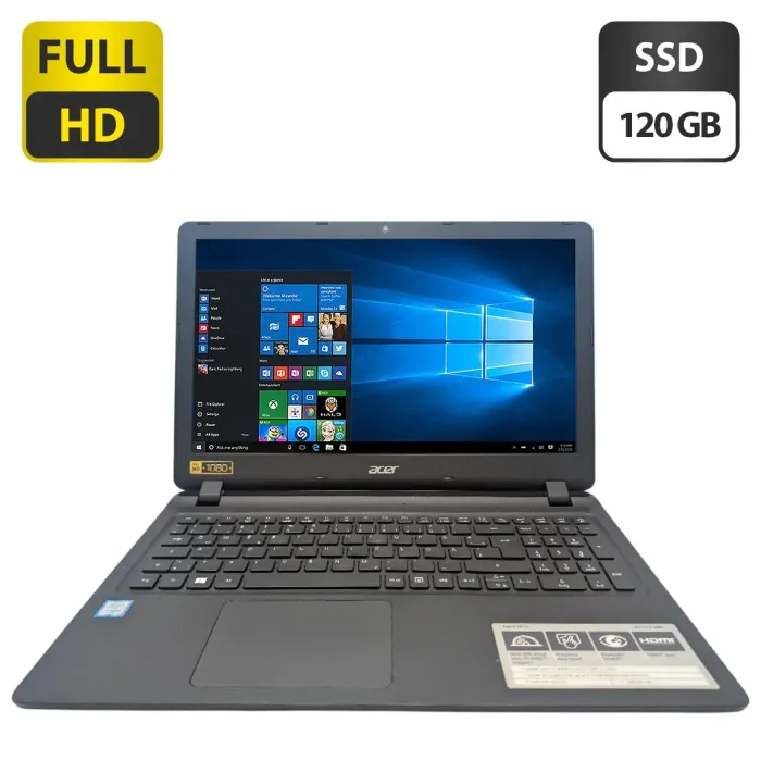 Ноутбук Acer Aspire ES1-572 / 15.6" (1920x1080) TN / Intel Core i3-6006U (2 (4) ядра по 2.0 GHz) / 8 GB DDR3 / 120 GB SSD / Intel HD Graphics 520 / WebCam / DVD-ROM б/в - изображение 1