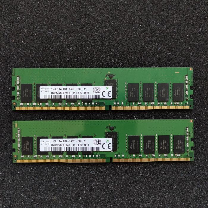 Комплект: Серверная оперативная память Hynix / 32 GB (2x16 GB) / 1Rx4 PC4-2400T / DDR4 ECC / 2400 MHz б/в - зображення 2