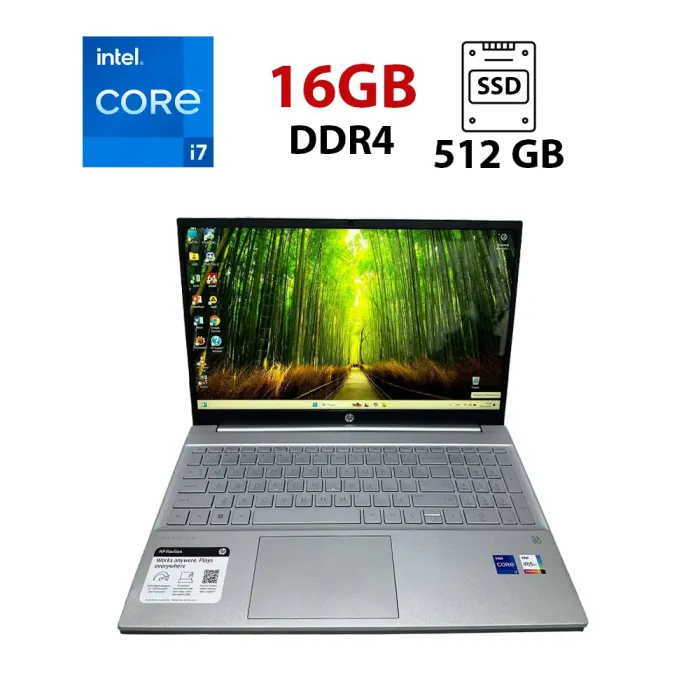 Ультрабук Б-клас HP Pavilion 15-eg3071cl / 15.6" (1920x1080) TN / Intel Core i7-1355U (10 (12) ядер по 3.7 - 5.0 GHz) / 16 GB DDR4 / 512 GB SSD / Intel Iris Xe Graphics / WebCam б/в - зображення 1