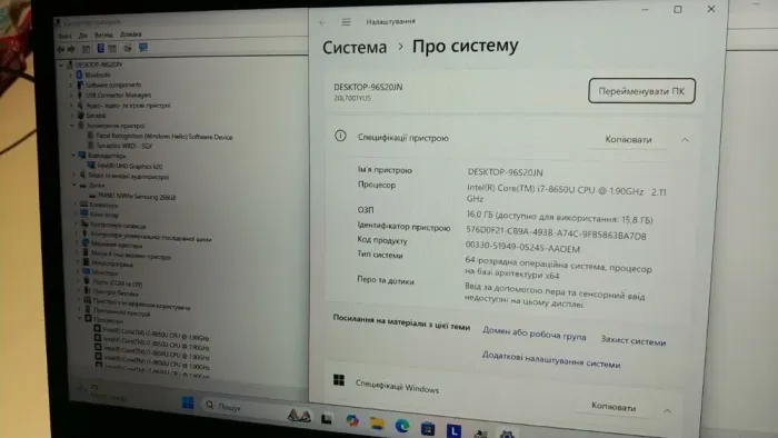 Ультрабук Б-клас Lenovo ThinkPad T480s / 14" (2560x1440) IPS / Intel Core i7-8650U (4 (8) ядра по 1.9 - 4.2 GHz) / 16 GB DDR4 / 240 GB SSD / Intel UHD Graphics 620 / WebCam б/в - зображення 10