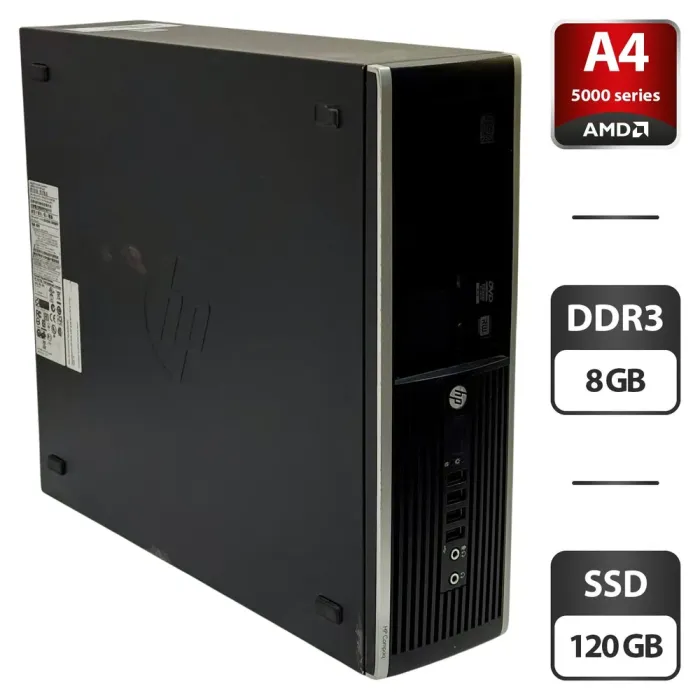 Комп'ютер HP Compaq Pro 6305 SFF / AMD A4-5300B (2 ядра по 3.4 - 3.6 GHz) / 8 GB DDR3 / 120 GB SSD / AMD Radeon HD 7480D Graphics / DVD-ROM б/в - зображення 1