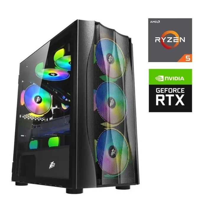 Ігровий ПК 1stPlayer X3-M-4F1 Black Tower / AMD Ryzen 5 8400F (6 (12) ядер по 4.2 - 4.7 GHz) / 16 GB DDR5 / 480 GB SSD M.2 / nVidia GeForce RTX 4060 Ti Super, 8 GB GDDR6, 128-bit б/в - зображення 1