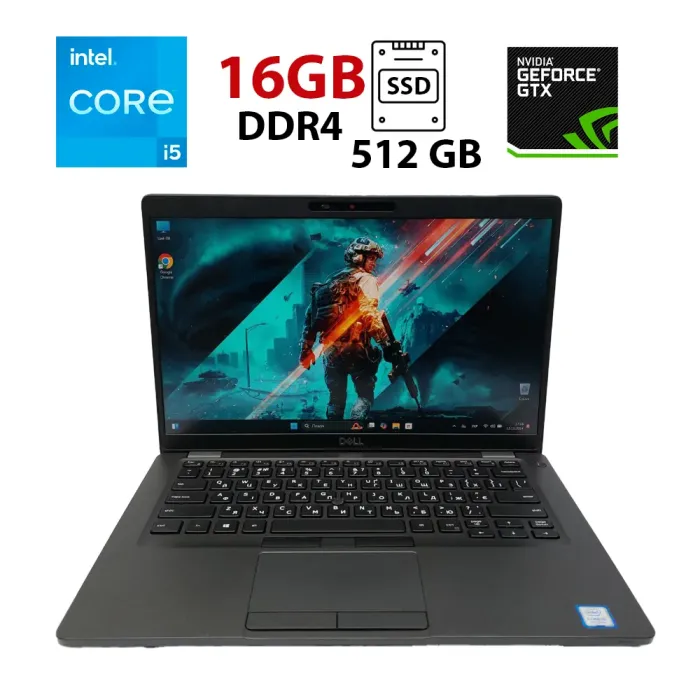 Ультрабук Б-клас Dell Latitude 5401 / 14" (1920x1080) IPS / Intel Core i5-9400H (4 (8) ядра по 2.5 - 4.3 GHz) / 16 GB DDR4 / 512 GB SSD / nVidia GeForce MX150, 2 GB GDDR5, 64-bit / WebCam б/в - зображення 1