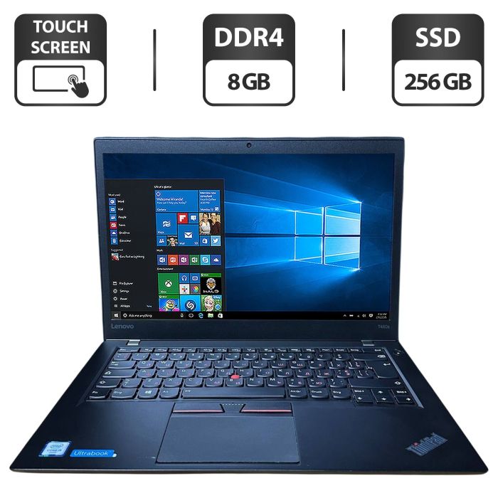 Ноутбук Lenovo ThinkPad T460s / 14" (1920x1080) IPS Touch / Intel Core i5-6300U (2 (4) ядра по 2.4 - 3.0 GHz) / 8 GB DDR4 / 256 GB SSD / Intel HD Graphics 520 / WebCam б/в - изображение 1