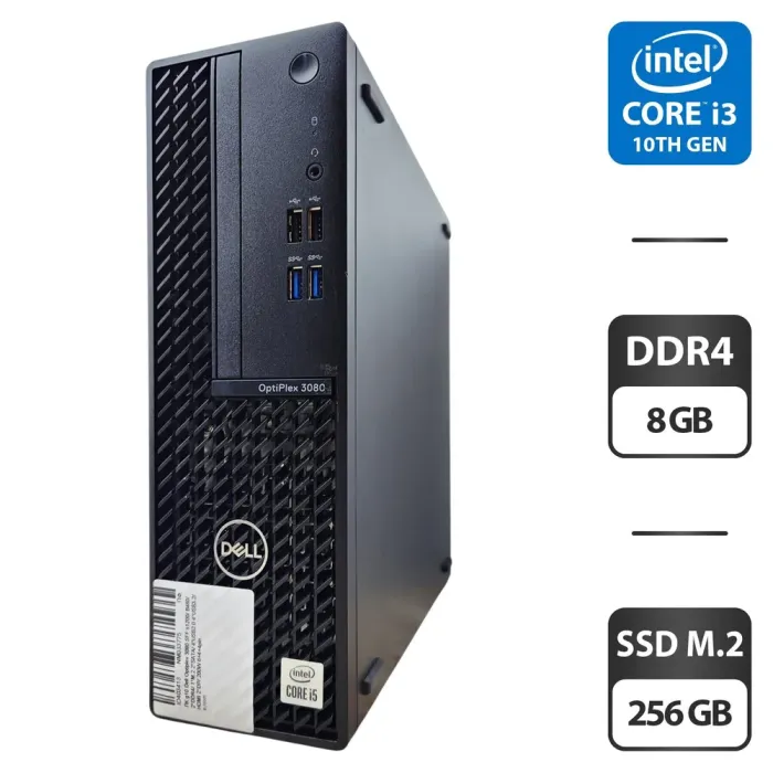 Комп'ютер Dell OptiPlex 3080 SFF / Intel Core i3-10100 (4 (8) ядра по 3.6 - 4.3 GHz) / 8 GB DDR4 / 256 GB SSD M.2 / Intel UHD Graphics 630 б/в - зображення 1