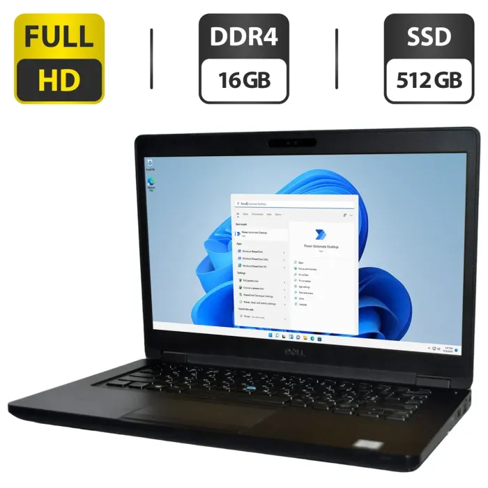 Ультрабук Б-клас Dell Latitude 5490 / 14" (1920x1080) IPS / Intel Core i5-8250U (4 (8) ядра по 1.6 - 3.4 GHz) / 16 GB DDR4 / 512 GB SSD / Intel HD Graphics 620 / WebCam / Windows 11 Pro б/в - зображення 1