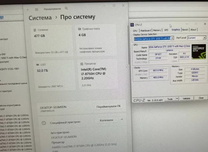 Ігровий ноутбук Lenovo ThinkPad X1 Extreme / 15,6" (1920x1080) IPS / Intel Core i7-8750H (6 (12) ядра по 2,2 - 4,1 ГГц) / 32 ГБ DDR4 / 512 ГБ SSD / nVidia GeForce GTX 1050 Ti Max-Q, 4 ГБ GDDR5, 128-біт / Веб-камера б/в - зображення 11