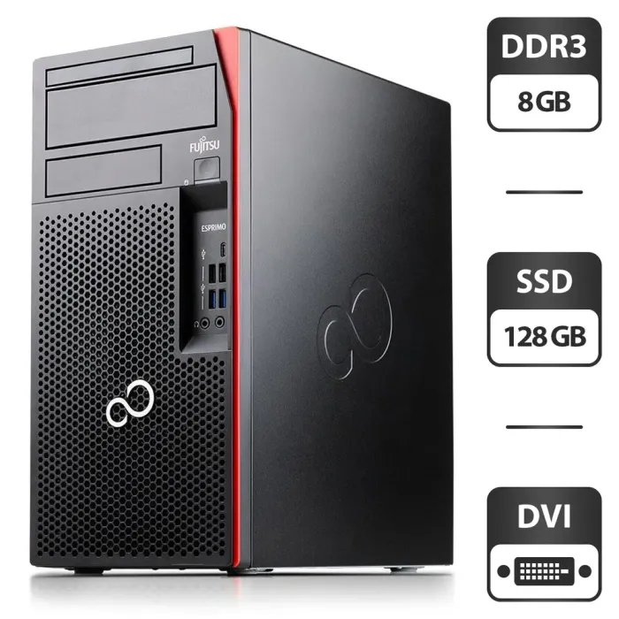 Комп'ютер Fujitsu Esprimo P757 E90+ Tower / Intel Celeron G3900 (2 ядра по 2.8 GHz) / 8 GB DDR4 / 128 GB SSD / Intel HD Graphics 530 / DVI б/в - зображення 1