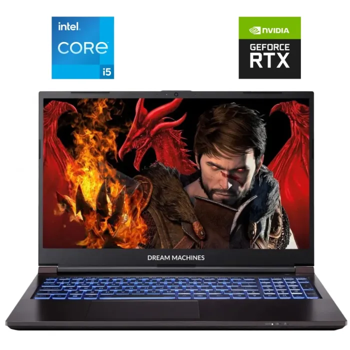 Ігровий ноутбук Б-класу Dream Machines RG2050-15 NP50RNA / 15.6" (1920x1080) IPS / Intel Core i5-12450H (8 (12) ядер по 2.0 - 4.4 GHz) / 16 GB DDR4 / 512 GB SSD NVMe / nVidia GeForce RTX 2050, 4 GB GDDR6, 64-bit / WebCam б/в - зображення 1